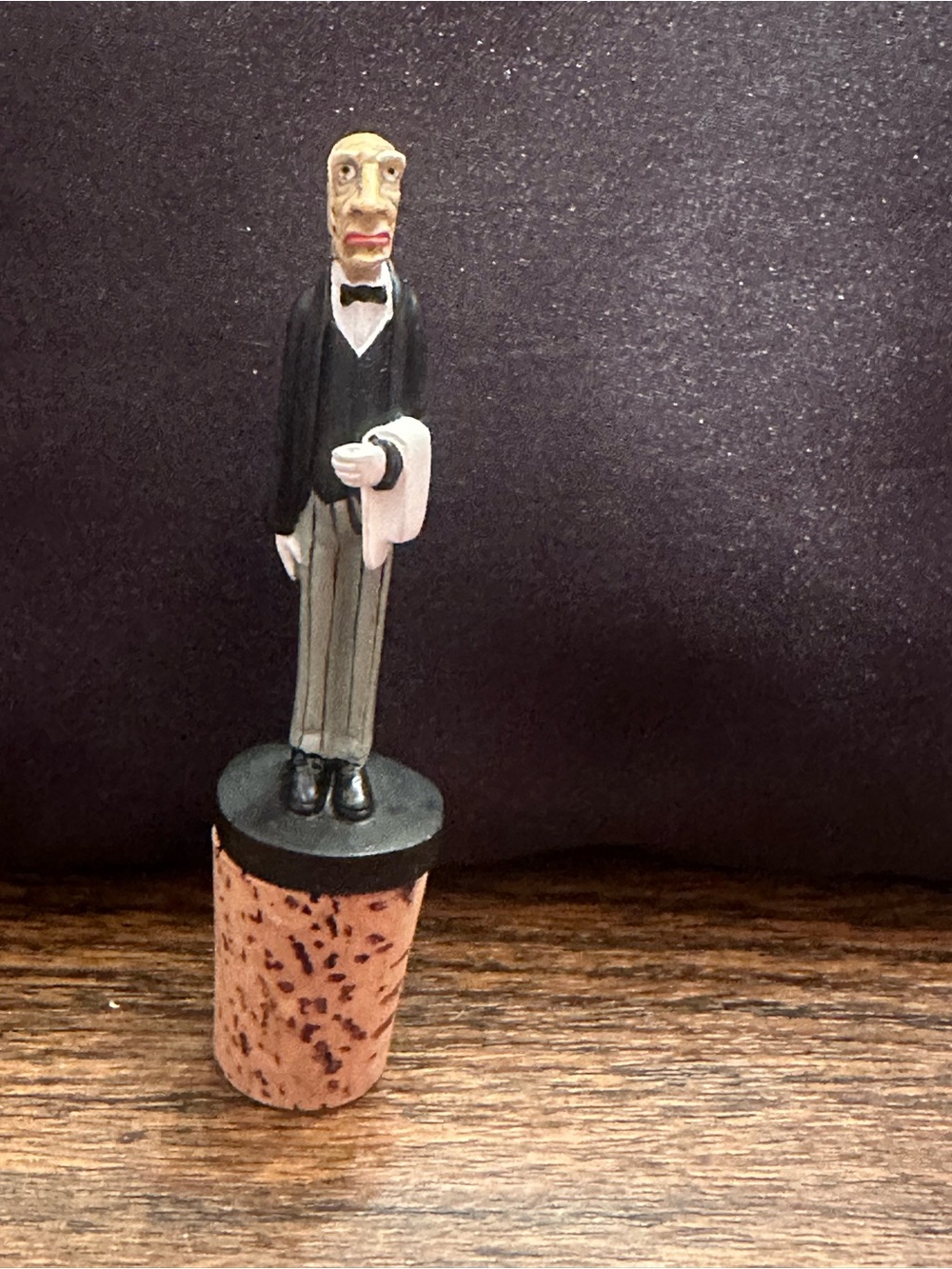 Waiter Bottle Stopper in Black and Grey Vintage